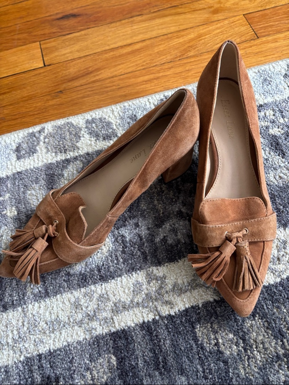 Essex Lane Brown Suede Tassel Pointed-Toe Pumps